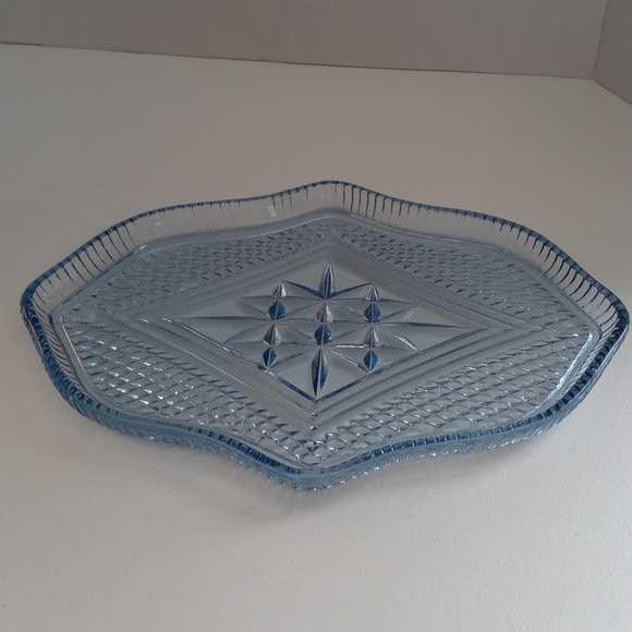 Accents Vintage Diamond Cut And Shaped Light Blue Glass